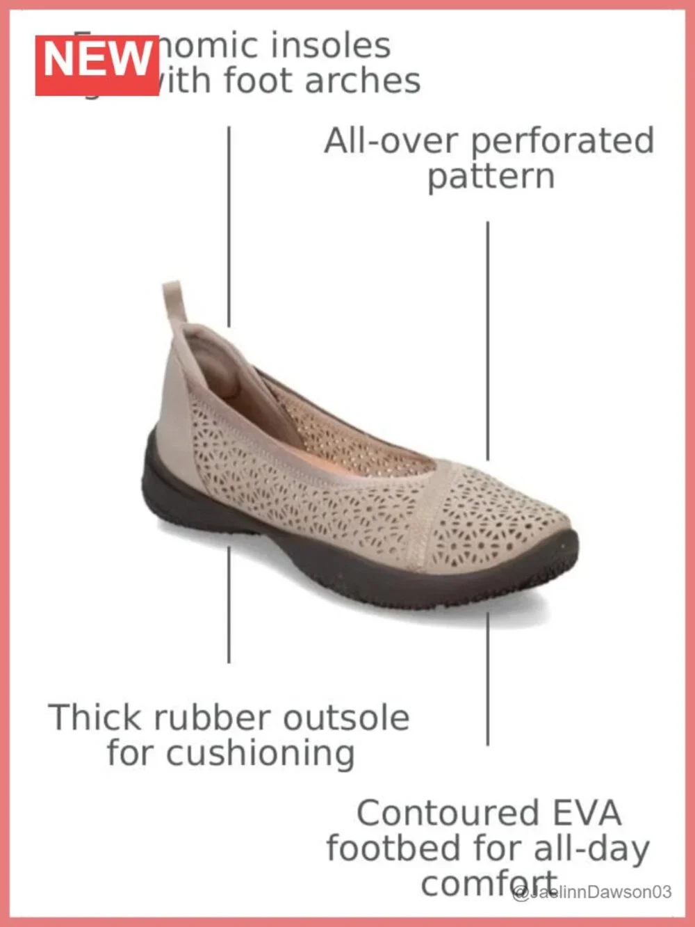 Womens Ballet Flats Comfortable Removable Contoured Insoles Flexible Outsole EVA